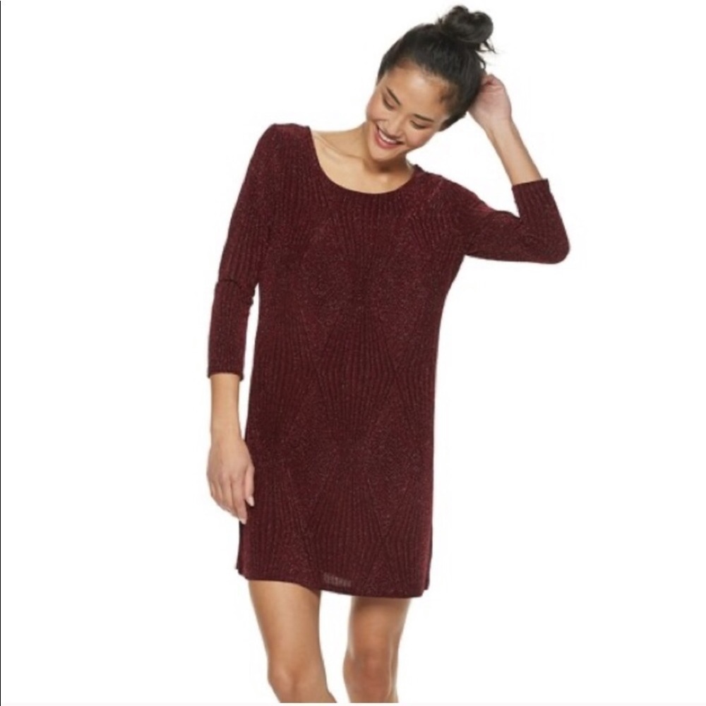 2/$15 Trixxi - Purple Sparkle Mini Dress Small 3/4 Sleeve Shimmer Party Dress